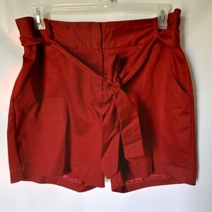 Worthington Modern Fit Shorts with Fabric Sash Belt Size 16 Burgundy